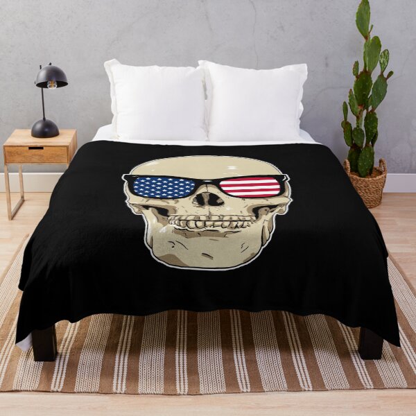 Item preview, Skull wearing American Flag Glasses designed and sold by blacksnowcomics.