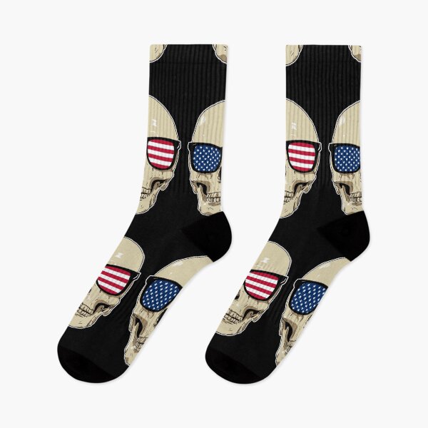 Item preview, Skull wearing American Flag Glasses designed and sold by blacksnowcomics.