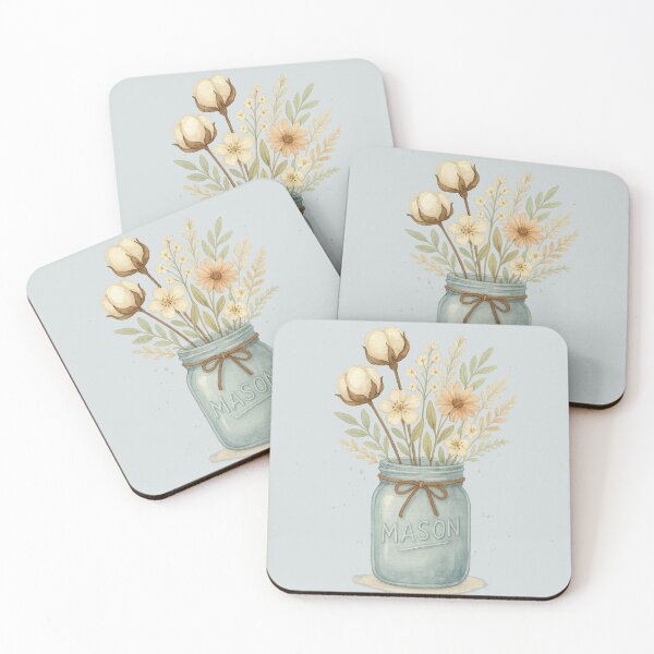 Item preview, Cotton Mason Jar Floral designed and sold by Dizzy Dog Designs.
