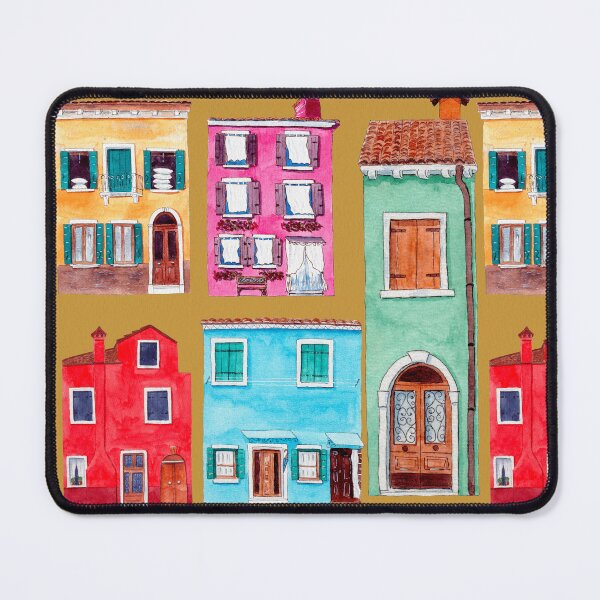 Item preview, Burano Houses in yellow background designed and sold by DiorelleDesigns.