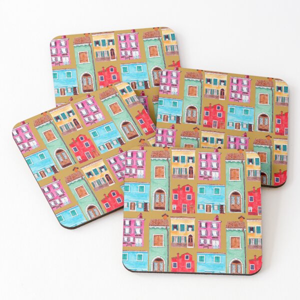 Item preview, Burano Houses in yellow background designed and sold by DiorelleDesigns.