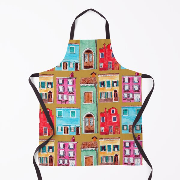 Item preview, Burano Houses in yellow background designed and sold by DiorelleDesigns.