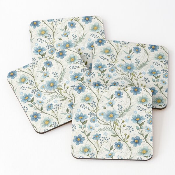 Item preview, Blue Wildflower Seamless Pattern, Vintage Floral Art, Botanical Print designed and sold by KlarkiteTees.