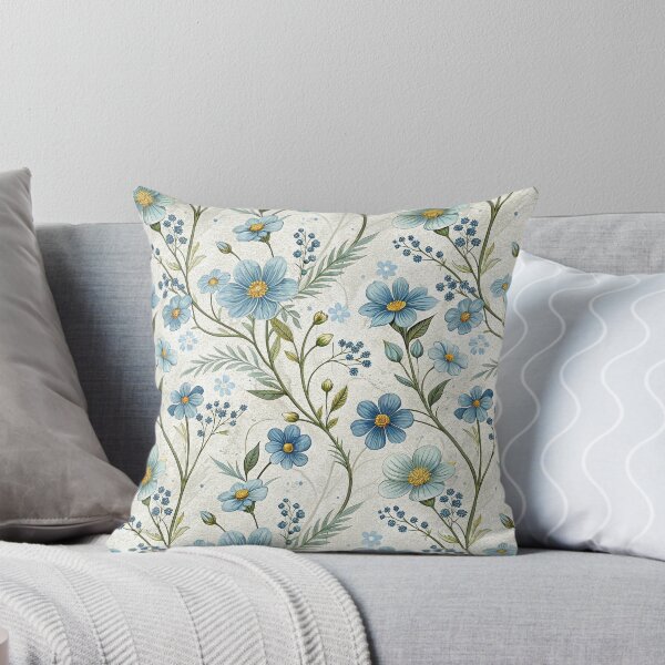Item preview, Blue Wildflower Seamless Pattern, Vintage Floral Art, Botanical Print designed and sold by KlarkiteTees.