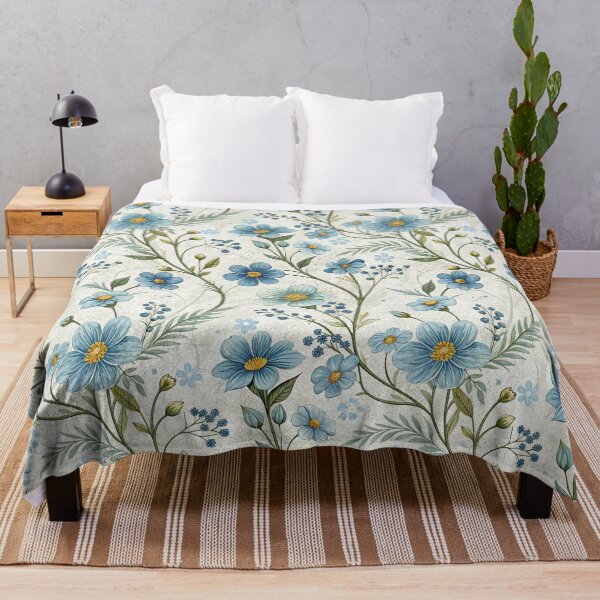 Item preview, Blue Wildflower Seamless Pattern, Vintage Floral Art, Botanical Print designed and sold by KlarkiteTees.