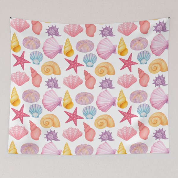 Artikelvorschau, Bunte Muscheln und Seesterne Aquarell Clipart entworfen und verkauft von ArtfulWeave.