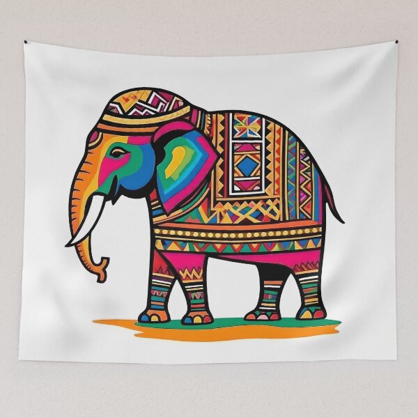 Item preview, Madhubani Elephant for luck designed and sold by maddie-artz.
