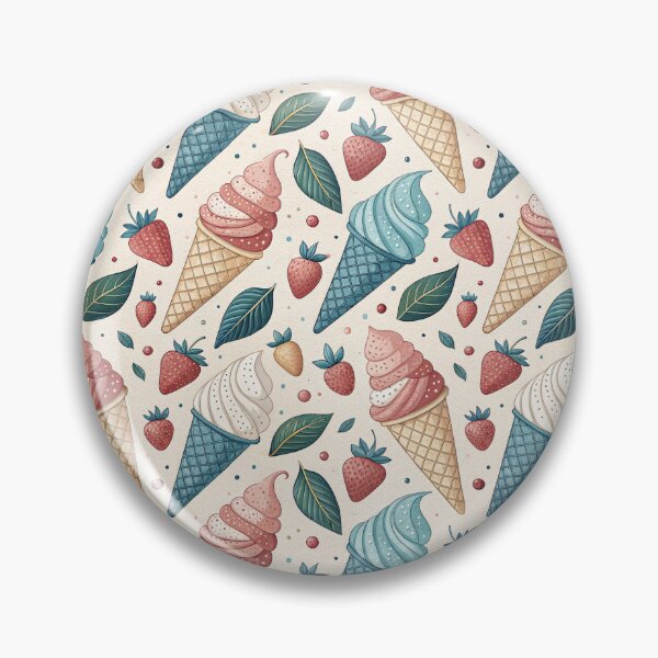 Item preview, Strawberry Ice Cream Cone Seamless Pattern, Summer Dessert Art designed and sold by KlarkiteTees.