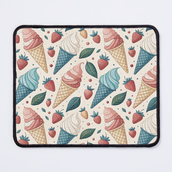 Item preview, Strawberry Ice Cream Cone Seamless Pattern, Summer Dessert Art designed and sold by KlarkiteTees.