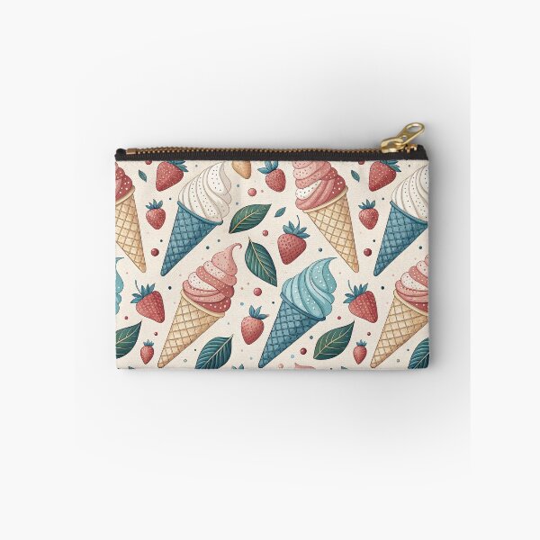 Item preview, Strawberry Ice Cream Cone Seamless Pattern, Summer Dessert Art designed and sold by KlarkiteTees.