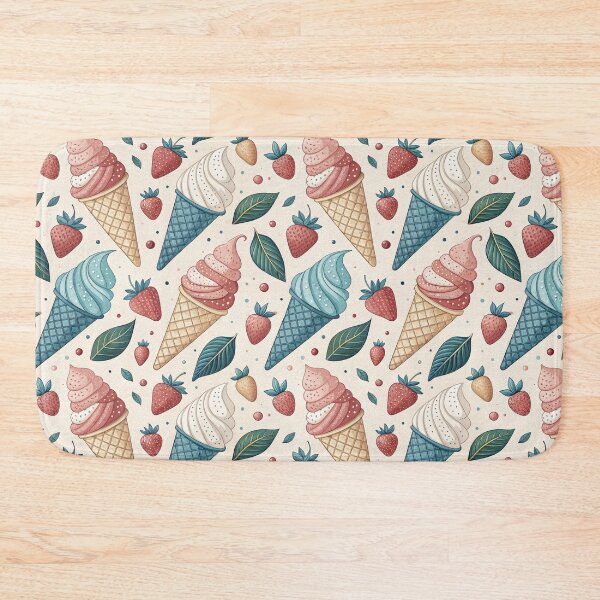 Item preview, Strawberry Ice Cream Cone Seamless Pattern, Summer Dessert Art designed and sold by KlarkiteTees.