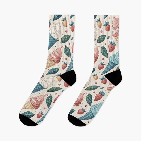 Item preview, Strawberry Ice Cream Cone Seamless Pattern, Summer Dessert Art designed and sold by KlarkiteTees.