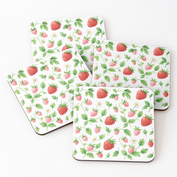 Item preview, Cute Strawberry Pattern with Leaves and Flowers Illustration designed and sold by ArtfulWeave.