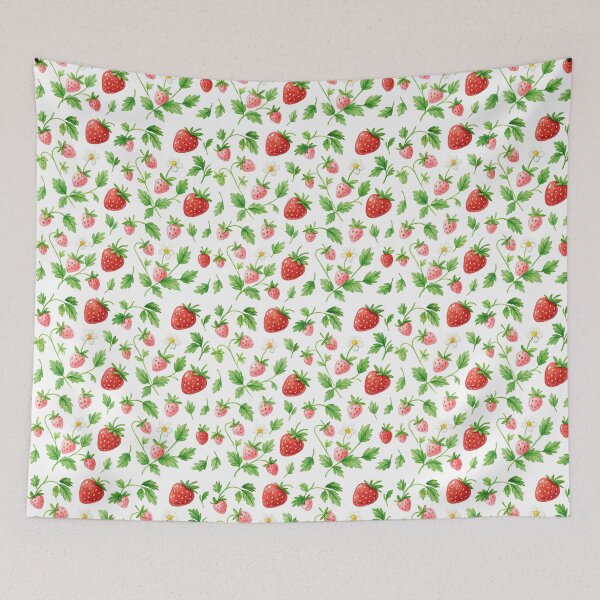 Item preview, Cute Strawberry Pattern with Leaves and Flowers Illustration designed and sold by ArtfulWeave.