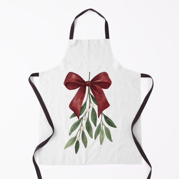 Item preview, Christmas Mistletoe with Red Bow Watercolor Illustration designed and sold by ArtfulWeave.