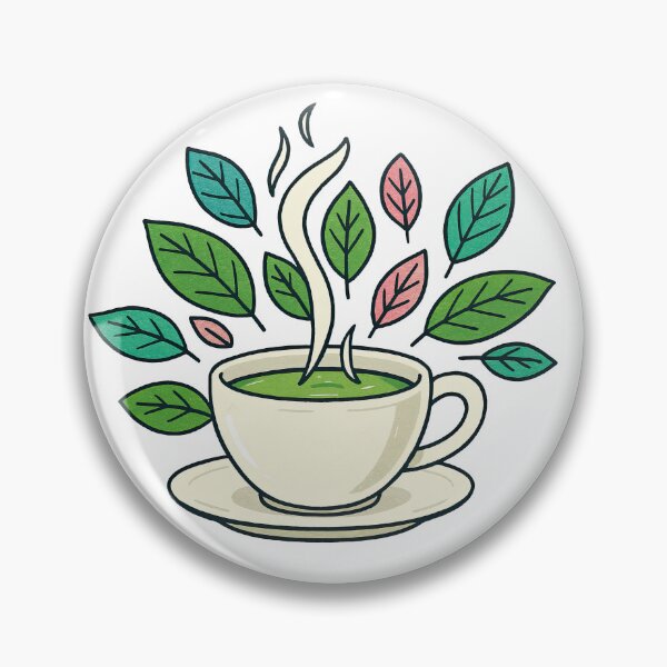Item preview, Green Tea Cup with Leaves Cute Illustration designed and sold by ArtfulWeave.