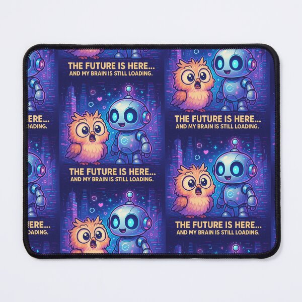 Item preview, Surprised Owl and Robot Cyberpunk - Cute Kawaii Digital Art designed and sold by wibby-color.