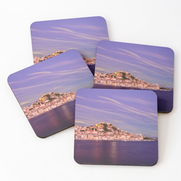 Item preview, Twilight Glow Over Seaside Fortress – Adriatic Evening Art designed and sold by Ellaire.