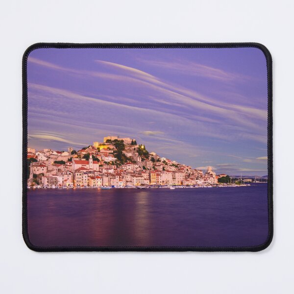 Item preview, Twilight Glow Over Seaside Fortress – Adriatic Evening Art designed and sold by Ellaire.