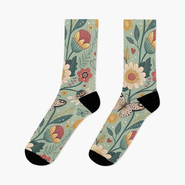 Item preview, Whimsical Floral Butterfly Seamless Pattern, With Spring Flowers And Colorful Insects designed and sold by KlarkiteTees.