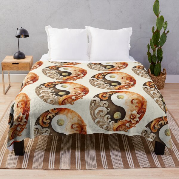 Item preview, Yin Yang Floral Design - Floral Yin Yang Art – Baroque Balance Symbol with Planets designed and sold by asudesign.