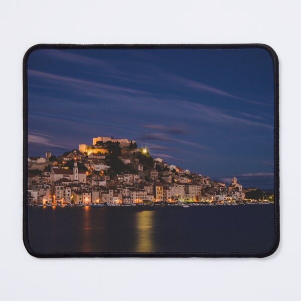 Item preview, Golden Fortress at Night – Adriatic Seaside in Deep Blue designed and sold by Ellaire.