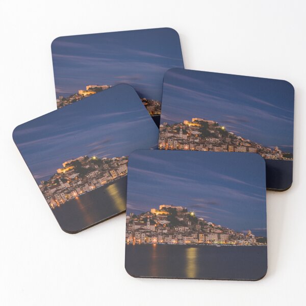 Item preview, Golden Fortress at Night – Adriatic Seaside in Deep Blue designed and sold by Ellaire.