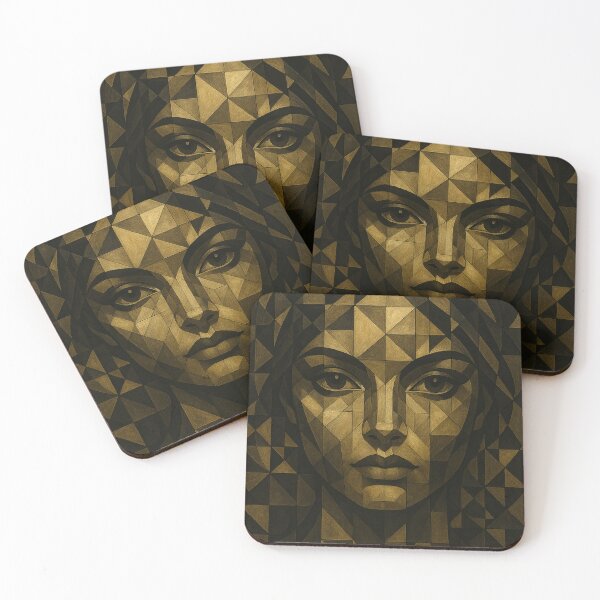 Item preview, Modern Vibrant Geometric Face Gold and Black. designed and sold by JonelleTshirts.