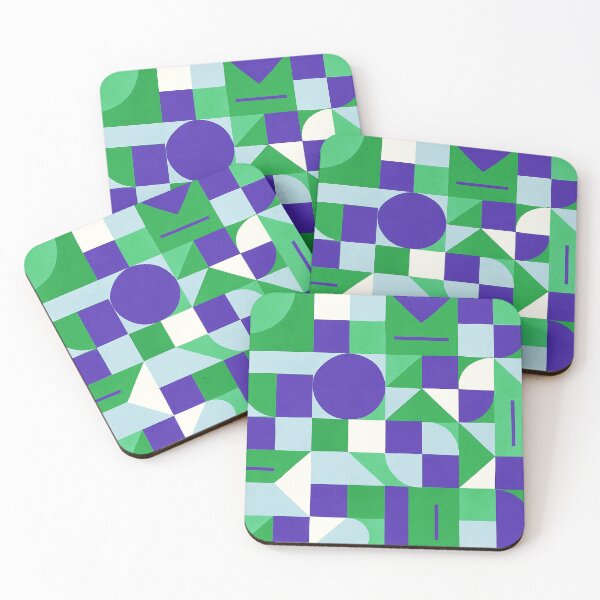 Item preview, Modern Balance – Green & Blue Bauhaus-Inspired Abstract Grid designed and sold by SUNAGIMO9999.