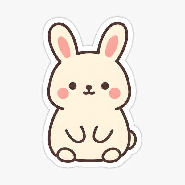 Aperçu de l'œuvre Adorable lapin kawaii assis avec des joues roses créée et vendue par EriErii.