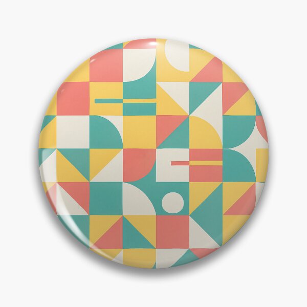 Item preview, Geometric Harmony – Retro Bauhaus in Coral, Teal & Yellow designed and sold by SUNAGIMO9999.
