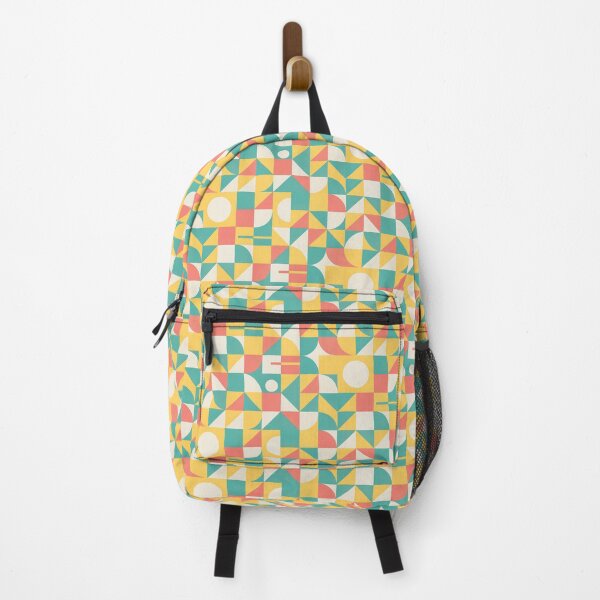 Item preview, Geometric Harmony – Retro Bauhaus in Coral, Teal & Yellow designed and sold by SUNAGIMO9999.