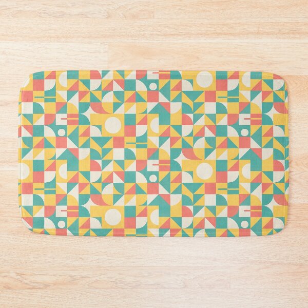 Item preview, Geometric Harmony – Retro Bauhaus in Coral, Teal & Yellow designed and sold by SUNAGIMO9999.