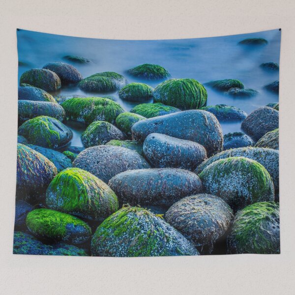 Item preview, Mossy Rocks on Reykjavik Shore – Tranquil Icelandic Seascape designed and sold by Kristvin Gudmundsson.