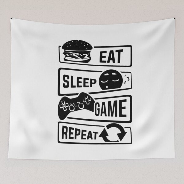 Artikelvorschau, Eat Sleep Game Repeat – Design Gamer Minimaliste entworfen und verkauft von MeowLoka ⭐⭐⭐⭐.