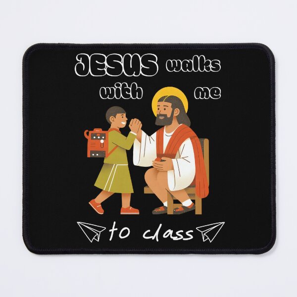 Item preview, "Jesus walks with me to class" Back to School Blessed T-shirt designed and sold by OrtegaGrace.