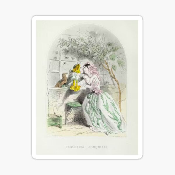 Item preview, “Tuberose and Daffodil” by J.J. Grandville (1849) Sapphic Vintage Print designed and sold by TheVillageGay.