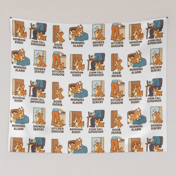 Item preview, Pembroke Welsh Corgi Clingy Moments Sticker Sheet designed and sold by CoachEkong.