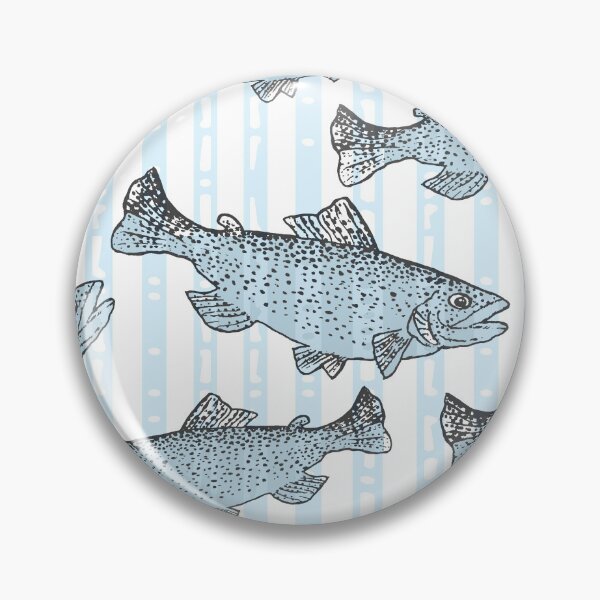 Artikelvorschau, Regenbogenforelle Fisch Preppy Blue Stripe entworfen und verkauft von Michelebuttons.