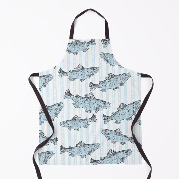 Item preview, Rainbow Trout Fish Preppy Blue Stripe designed and sold by Michelebuttons.