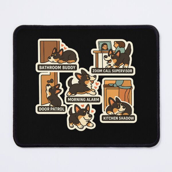 Item preview, Black-Headed Tri Corgi Clingy Moments Sticker Sheet designed and sold by CoachEkong.