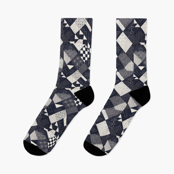 Item preview, Indigo Geometry – Timeless Japanese Pattern Fusion designed and sold by SUNAGIMO9999.