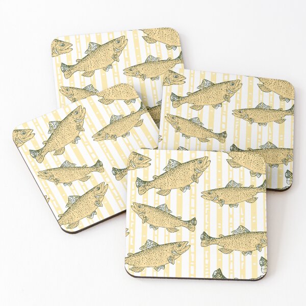 Item preview, Rainbow Trout Fish Preppy Banana Yellow Stripe designed and sold by Michelebuttons.