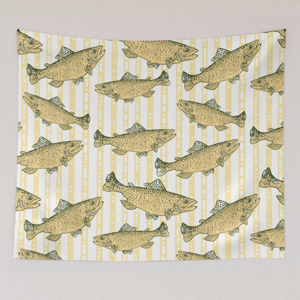Item preview, Rainbow Trout Fish Preppy Banana Yellow Stripe designed and sold by Michelebuttons.