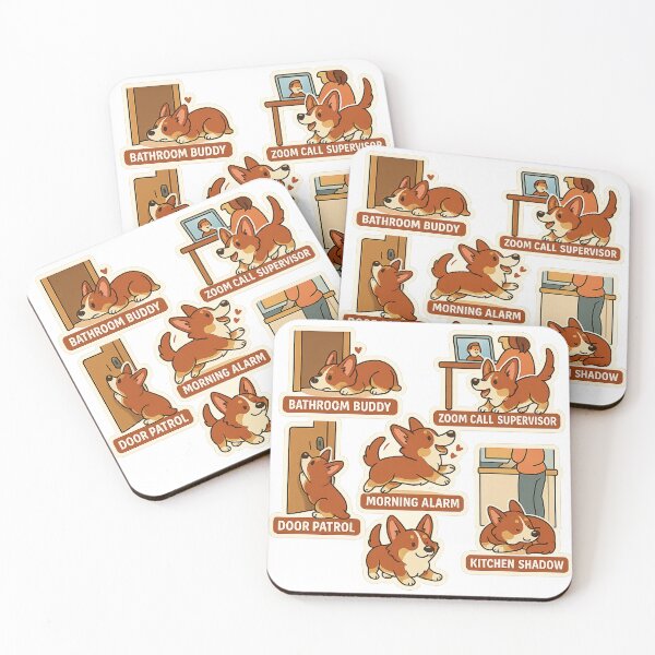 Item preview, Red-Headed Tri Corgi Clingy Moments Sticker Sheet designed and sold by CoachEkong.