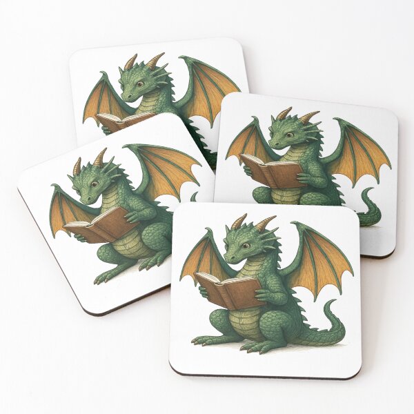 Artikelvorschau, Drache liest ein Buch entworfen und verkauft von YourFavBuddy.