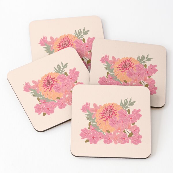 Item preview, Retro Cottage Chic Floral Art – Apricot and Blush Pink Botanical Illustration designed and sold by 9th Cycle Studios.