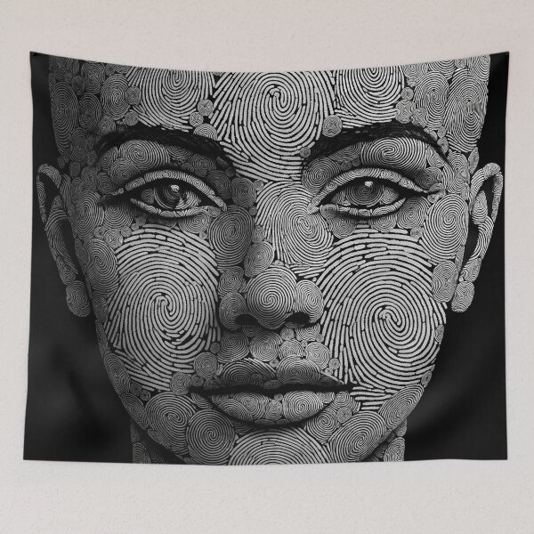 Item preview, Fingerprint Face Art | Monochromatic Design designed and sold by Flagorama.