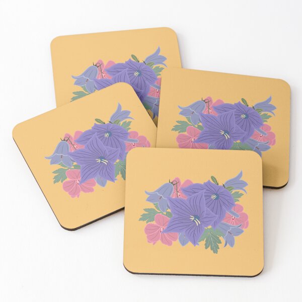 Item preview, Vintage Retro Floral Art – Cottage Chic Botanical Design in Purple & Mustard Yellow, Square Home Decor designed and sold by 9th Cycle Studios.