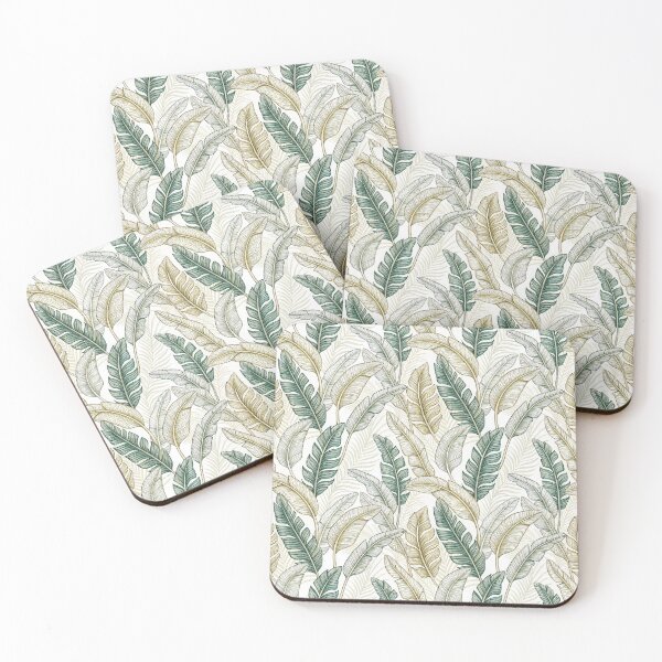 Item preview, Neutral Banana Leaf Seamless Pattern, Tropical Leaf Beige Background, Green Beige Foliage Repeat Print designed and sold by KlarkiteTees.